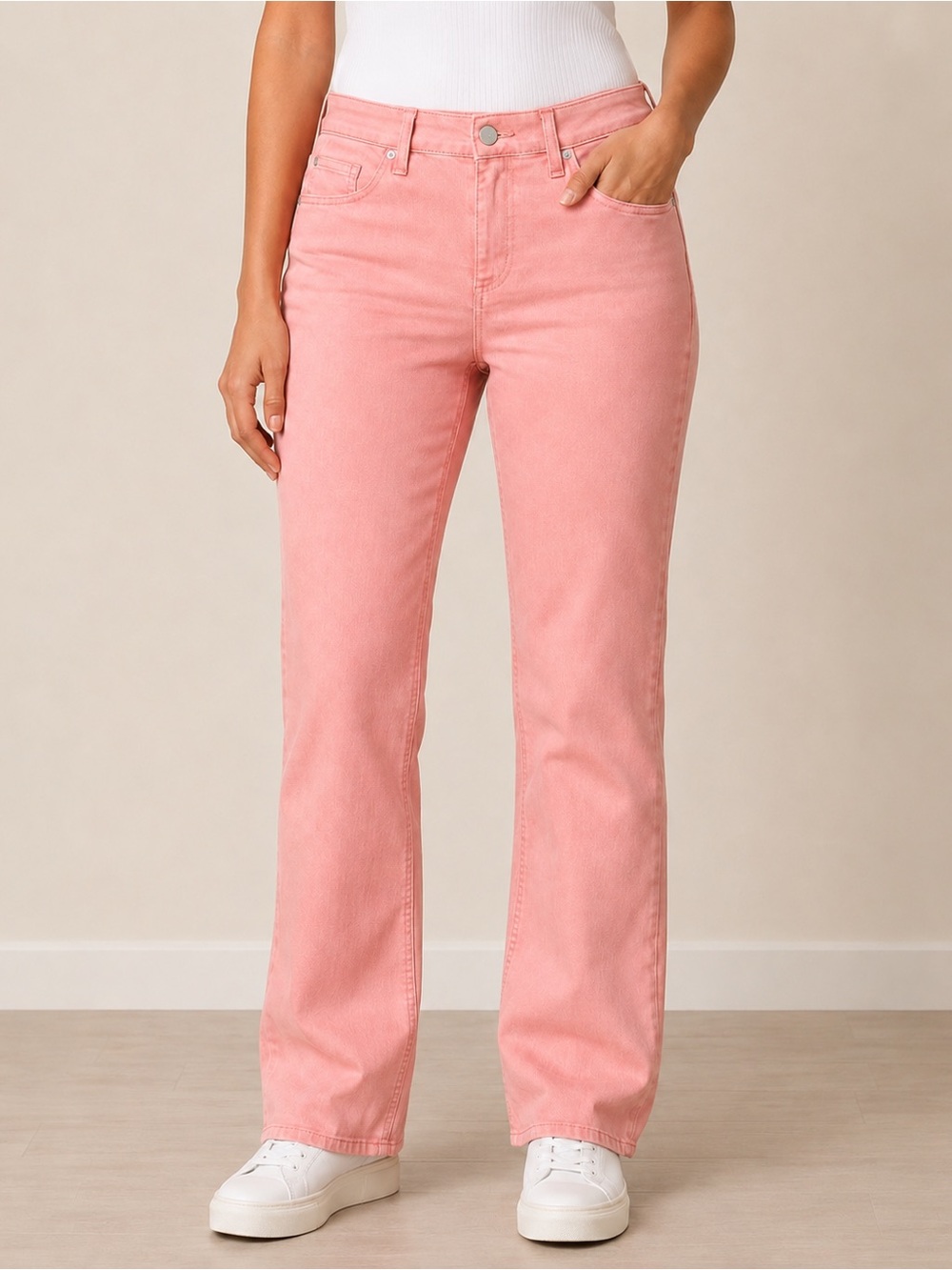 Sneak Peek Blush Pink Wide-Leg Jeans